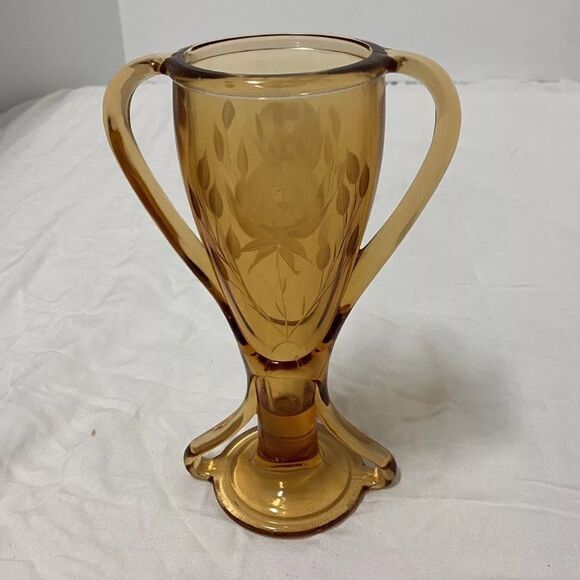 Amber Floral Trophy Vase - Picture 1 of 7